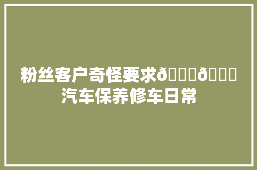 粉丝客户奇怪要求😂😂汽车保养修车日常