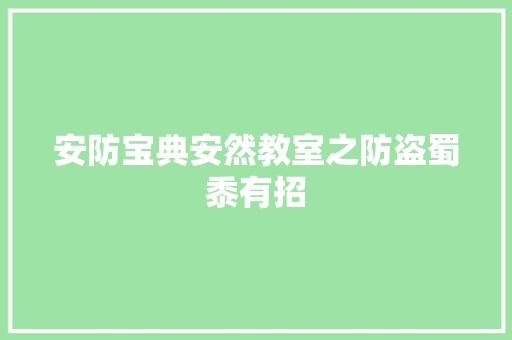 安防宝典安然教室之防盗蜀黍有招