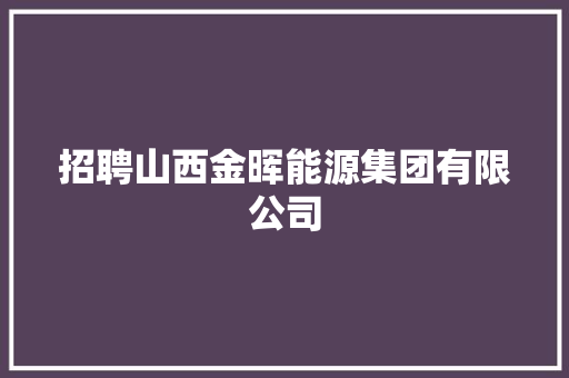 招聘山西金晖能源集团有限公司