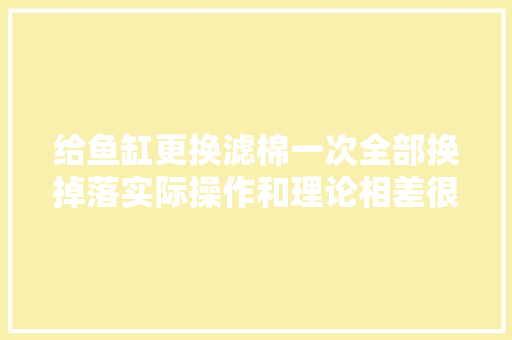 给鱼缸更换滤棉一次全部换掉落实际操作和理论相差很大年夜