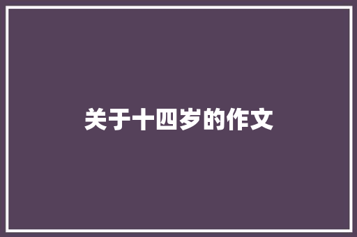 关于十四岁的作文