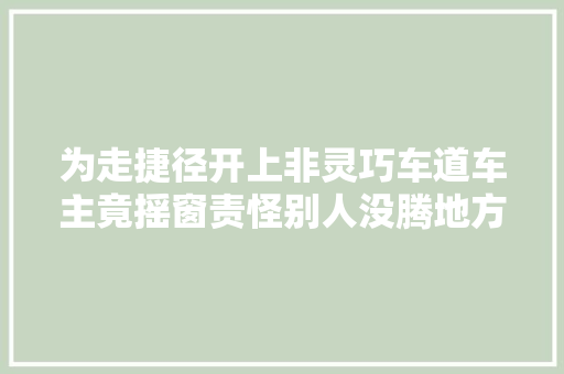 为走捷径开上非灵巧车道车主竟摇窗责怪别人没腾地方