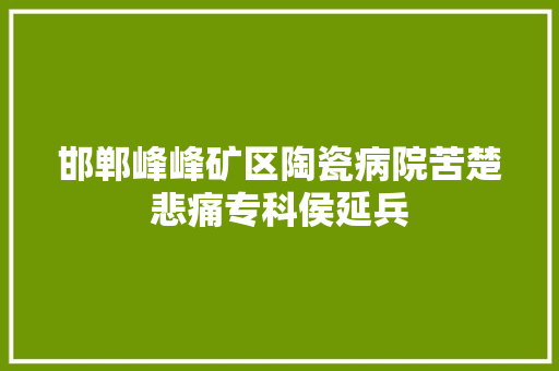 邯郸峰峰矿区陶瓷病院苦楚悲痛专科侯延兵