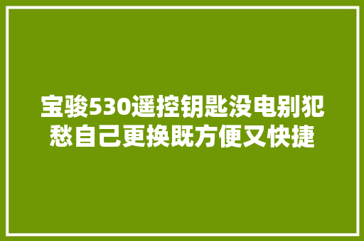 宝骏530遥控钥匙没电别犯愁自己更换既方便又快捷