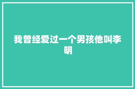 我曾经爱过一个男孩他叫李明