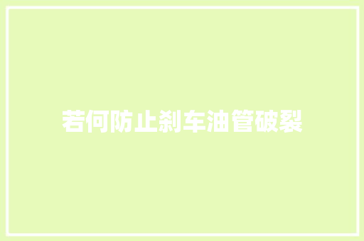 若何防止刹车油管破裂
