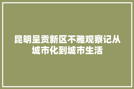昆明呈贡新区不雅观察记从城市化到城市生活