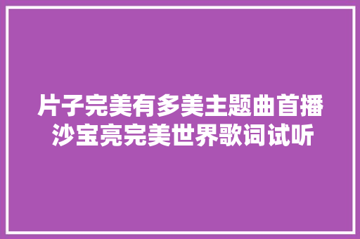 片子完美有多美主题曲首播 沙宝亮完美世界歌词试听 休闲娱乐