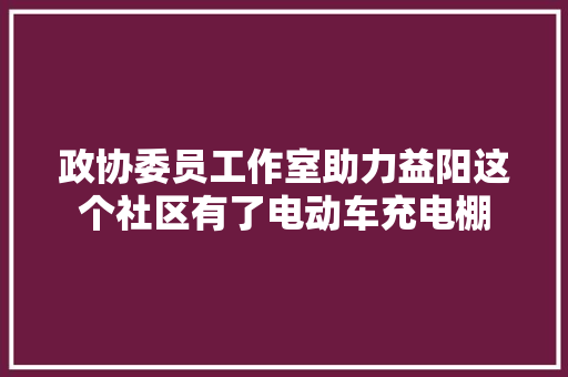 政协委员工作室助力益阳这个社区有了电动车充电棚