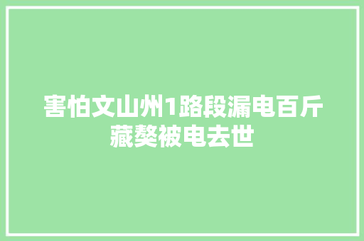 害怕文山州1路段漏电百斤藏獒被电去世