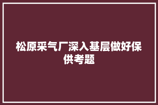 松原采气厂深入基层做好保供考题