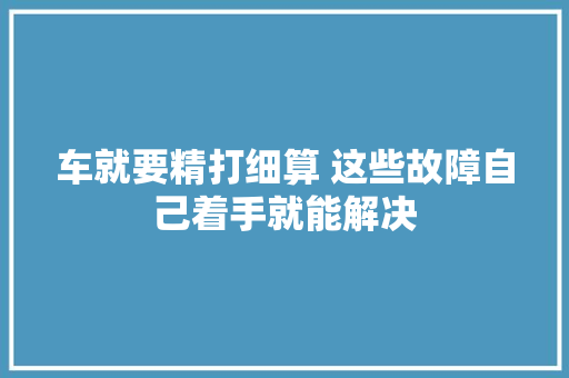 车就要精打细算 这些故障自己着手就能解决