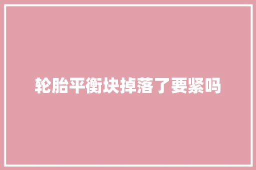 轮胎平衡块掉落了要紧吗