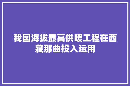 我国海拔最高供暖工程在西藏那曲投入运用