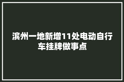 滨州一地新增11处电动自行车挂牌做事点