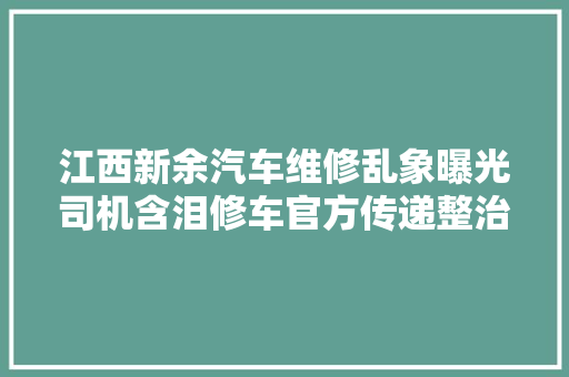 江西新余汽车维修乱象曝光司机含泪修车官方传递整治行业