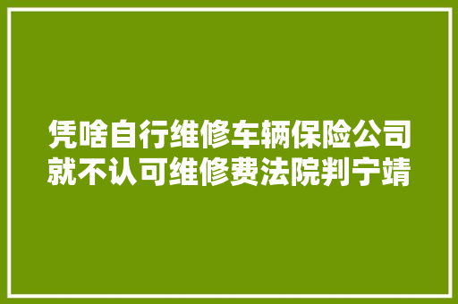 凭啥自行维修车辆保险公司就不认可维修费法院判宁靖洋保险赔付3万余元