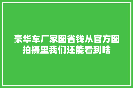 豪华车厂家图省钱从官方图拍摄里我们还能看到啥 汽车知识