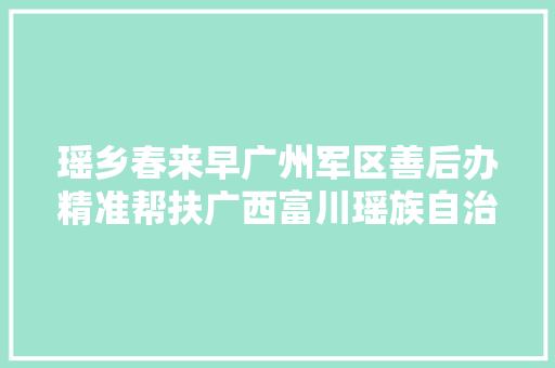 瑶乡春来早广州军区善后办精准帮扶广西富川瑶族自治县坪源村脱贫纪实