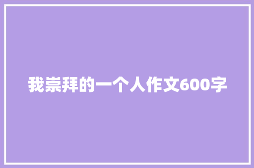 我崇拜的一个人作文600字