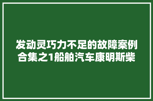 发动灵巧力不足的故障案例合集之1船舶汽车康明斯柴油机
