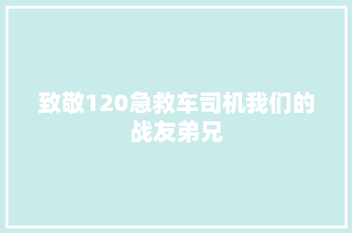 致敬120急救车司机我们的战友弟兄