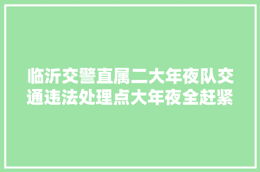 临沂交警直属二大年夜队交通违法处理点大年夜全赶紧收藏