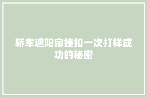 轿车遮阳帘挂扣一次打样成功的秘密