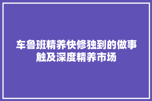 车鲁班精养快修独到的做事触及深度精养市场