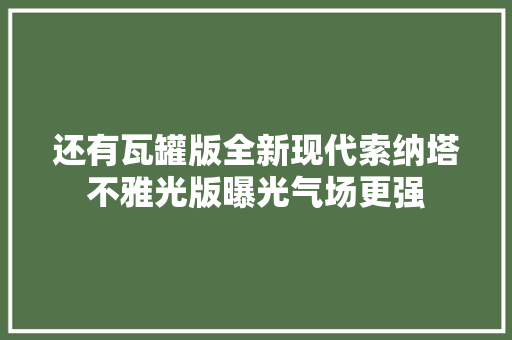 还有瓦罐版全新现代索纳塔不雅光版曝光气场更强 汽车知识