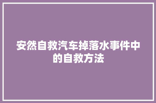 安然自救汽车掉落水事件中的自救方法