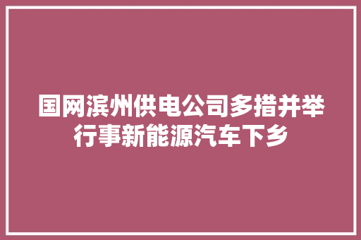 国网滨州供电公司多措并举行事新能源汽车下乡