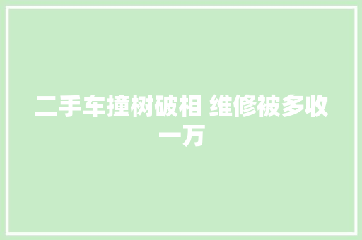 二手车撞树破相 维修被多收一万
