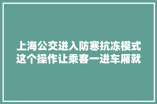 上海公交进入防寒抗冻模式这个操作让乘客一进车厢就暖意融融