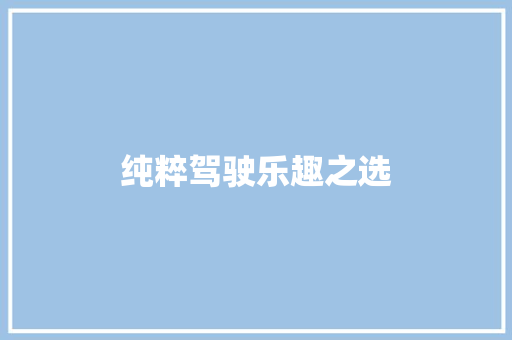 纯粹驾驶乐趣之选