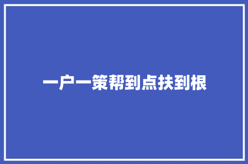 一户一策帮到点扶到根