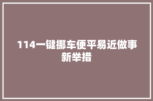 114一键挪车便平易近做事新举措