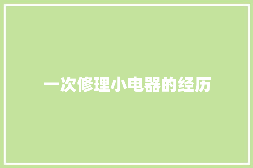 一次修理小电器的经历