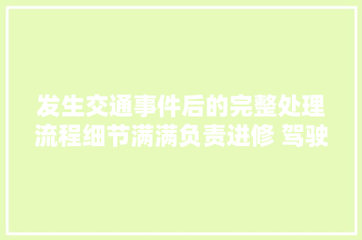 发生交通事件后的完整处理流程细节满满负责进修 驾驶技巧