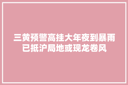 三黄预警高挂大年夜到暴雨已抵沪局地或现龙卷风 休闲娱乐