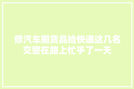 修汽车搬货品捡快递这几名交警在路上忙乎了一天