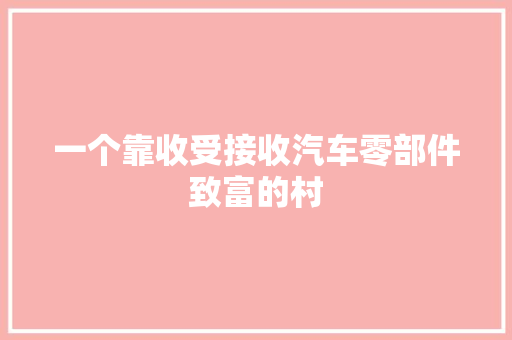 一个靠收受接收汽车零部件致富的村
