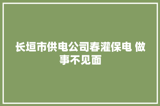 长垣市供电公司春灌保电 做事不见面