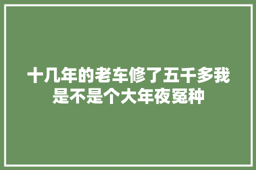 十几年的老车修了五千多我是不是个大年夜冤种