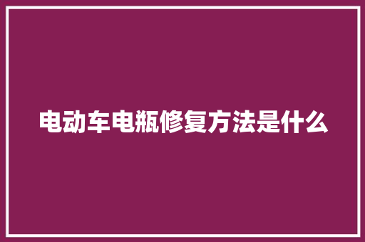 电动车电瓶修复方法是什么