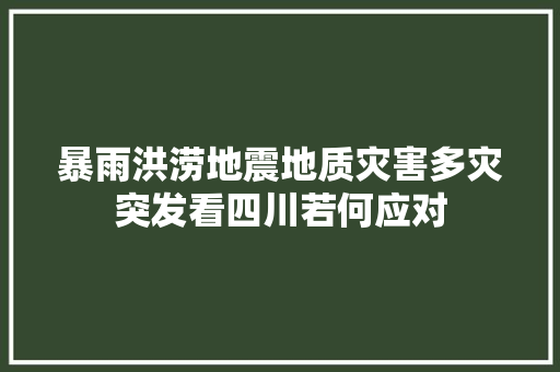 暴雨洪涝地震地质灾害多灾突发看四川若何应对