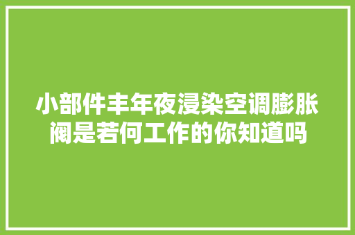 小部件丰年夜浸染空调膨胀阀是若何工作的你知道吗
