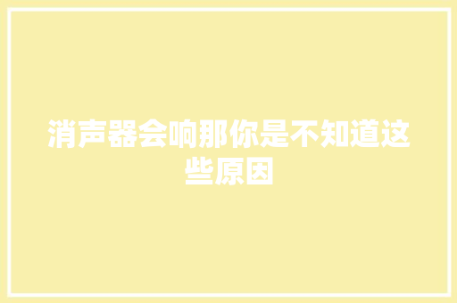 消声器会响那你是不知道这些原因