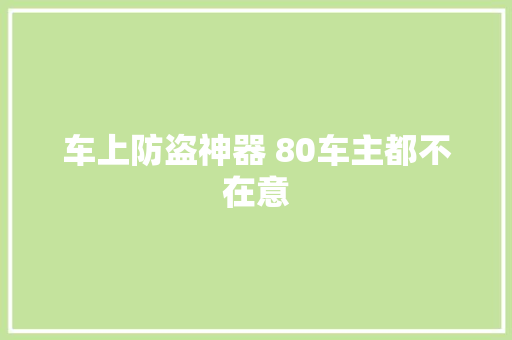 车上防盗神器 80车主都不在意