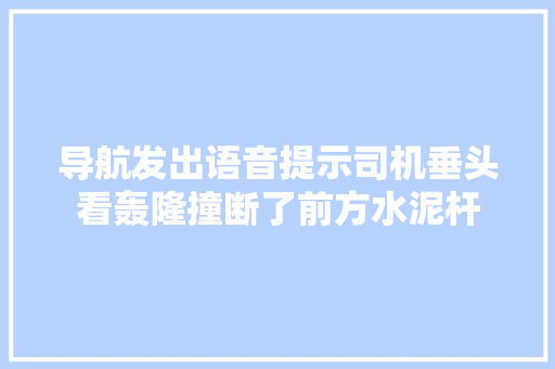 导航发出语音提示司机垂头看轰隆撞断了前方水泥杆